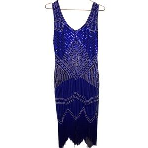 Blue Sequin Flapper Dress